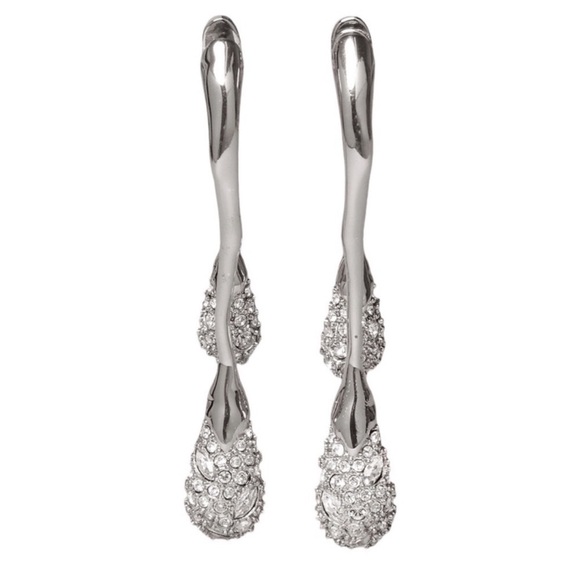 ALEXIS BITTAR • Solanales Crystal Back Front Double Drop Silver Earrings Jacket - Picture 1 of 16